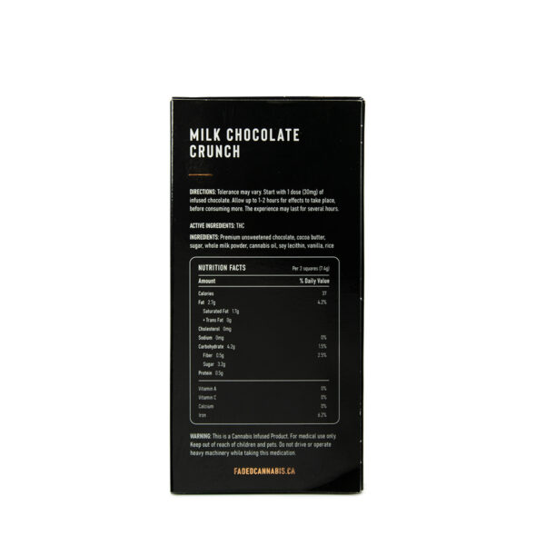 Buy Faded Cannabis Co. Milk Chocolate Crunch Bar Online Green Society