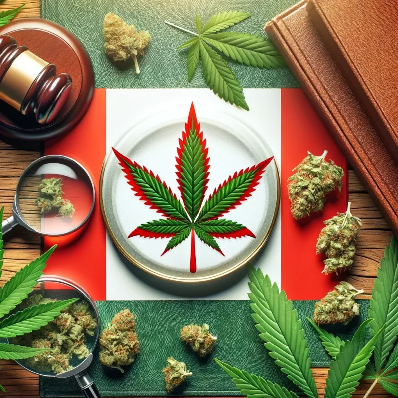 Dall·e 2024 03 04 10.44.16   A Visually Appealing And Informative Cover Photo For A Blog About Navigating The Legal Landscape Of Cannabis In Canada. The Image Should Feature Iconi (1)