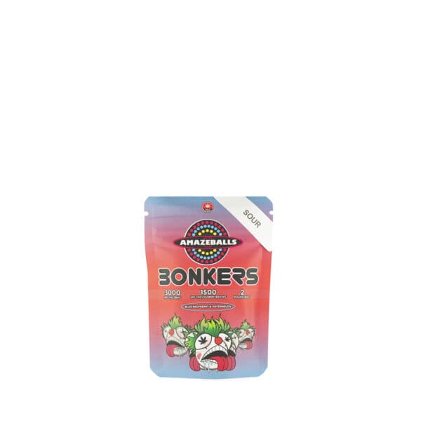Buy Amazeballs Sour Blue Raspberry & Watermelon Bonkers Gummies Online Green Society