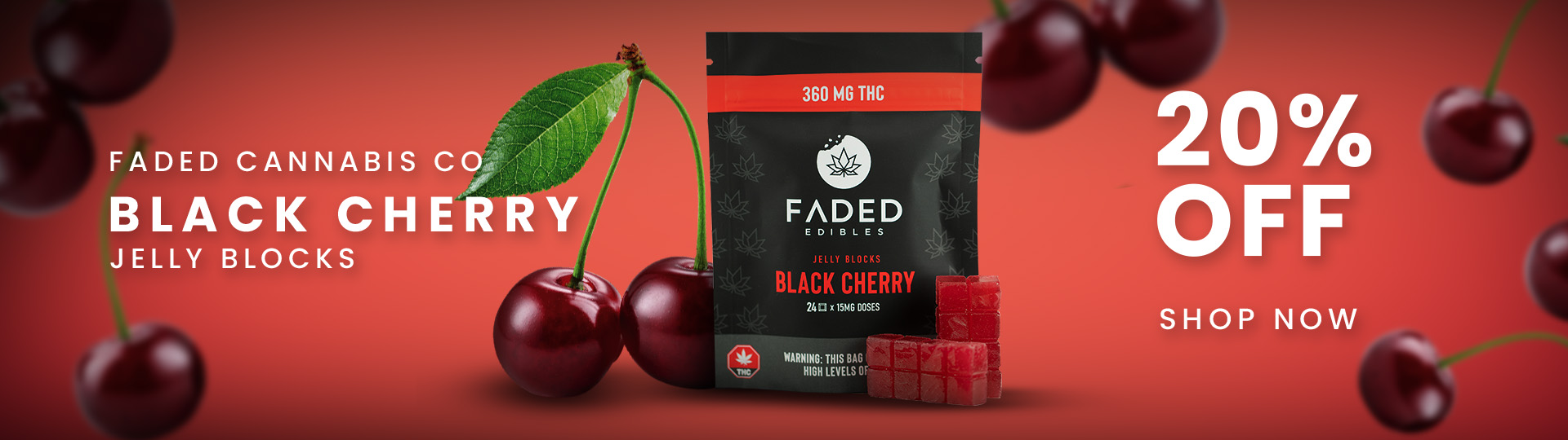 Faded Cannabis Co. Black Cherry Jelly Blocks - 20% Off