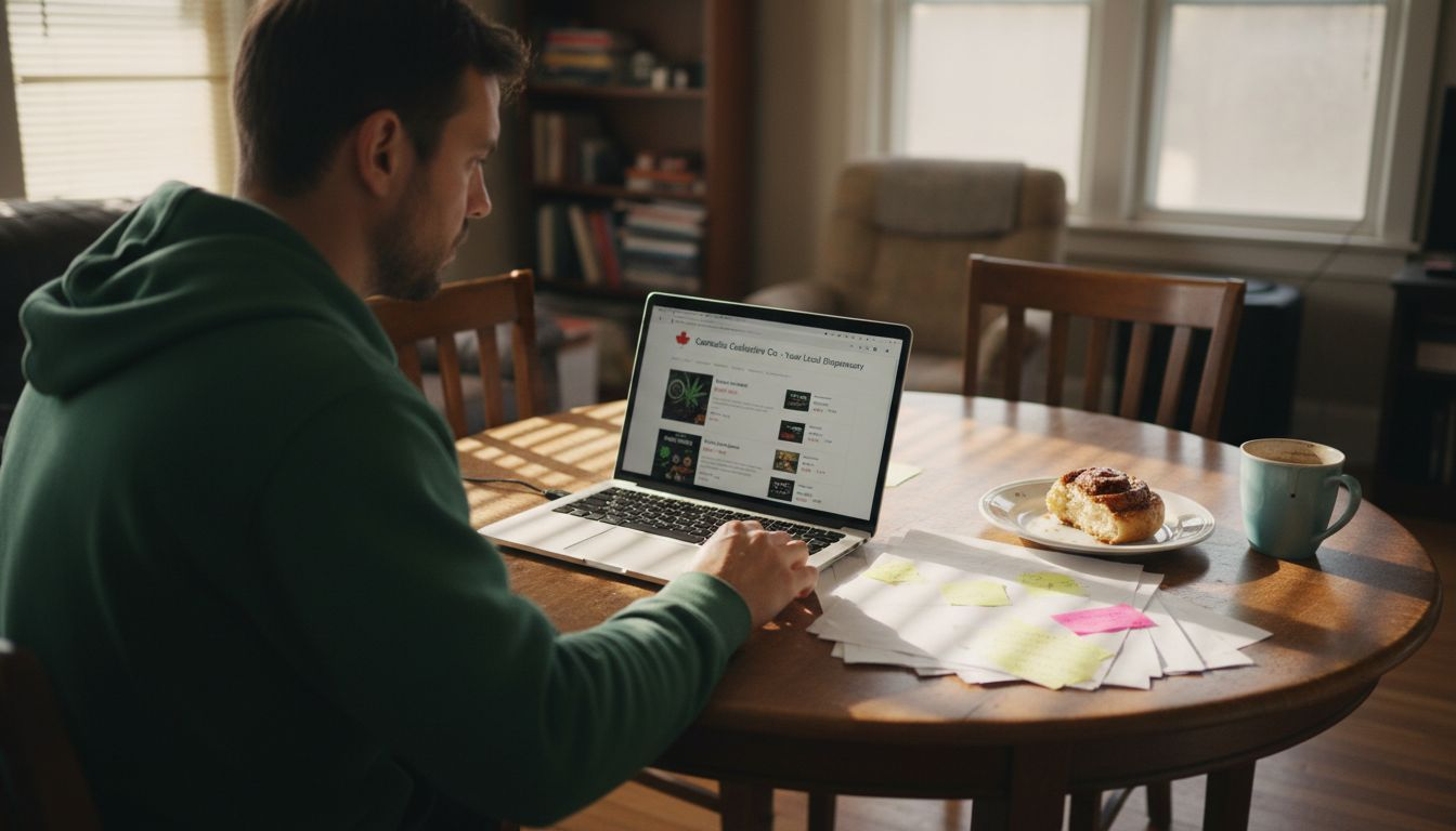 Man reviewing legal cannabis shop online
