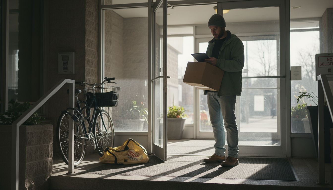 Courier delivering unmarked cannabis package