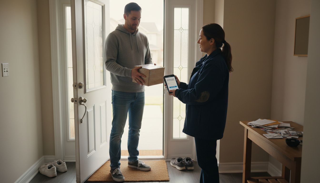 Man receives cannabis delivery at home door