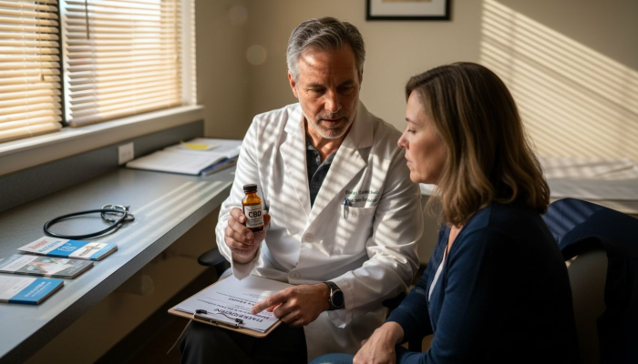 Doctor discusses cannabis dose with patient
