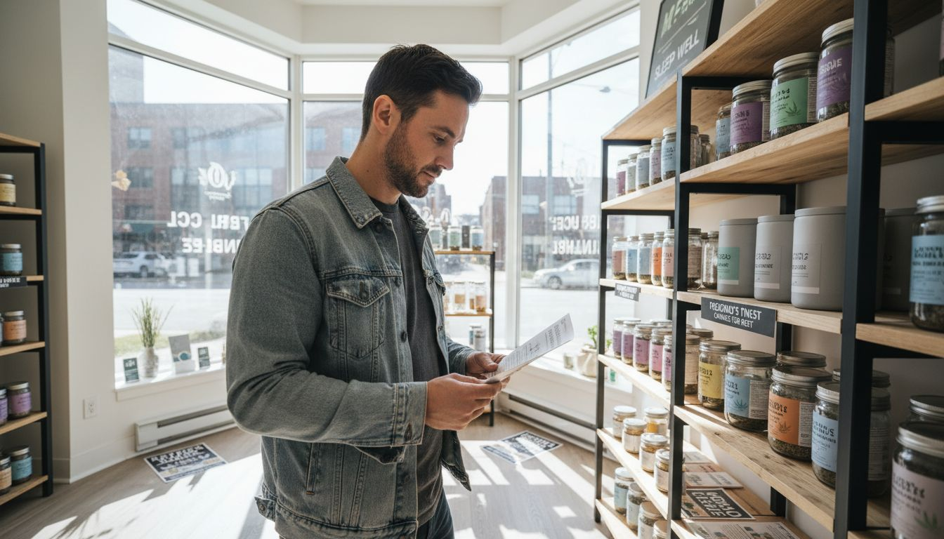 Customer browsing sleep-aid cannabis products