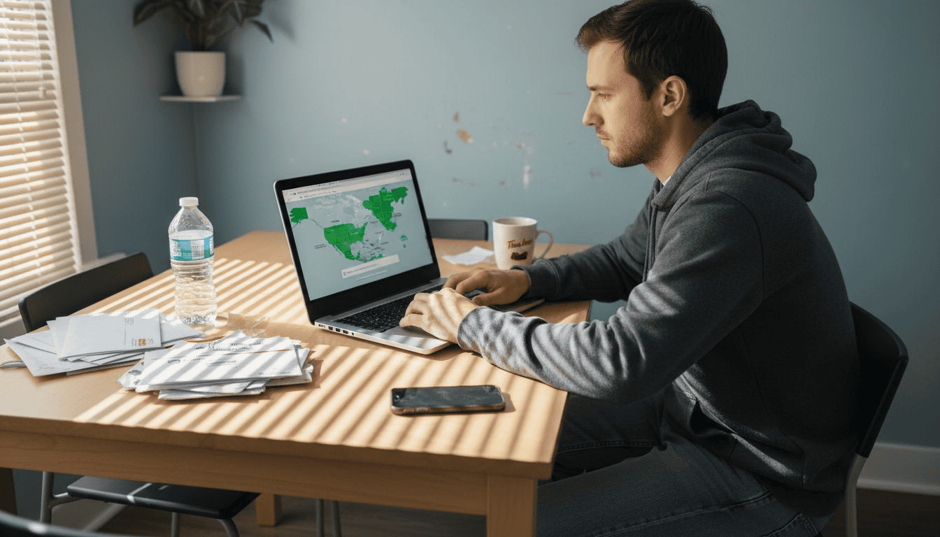 Man researching legal online cannabis states