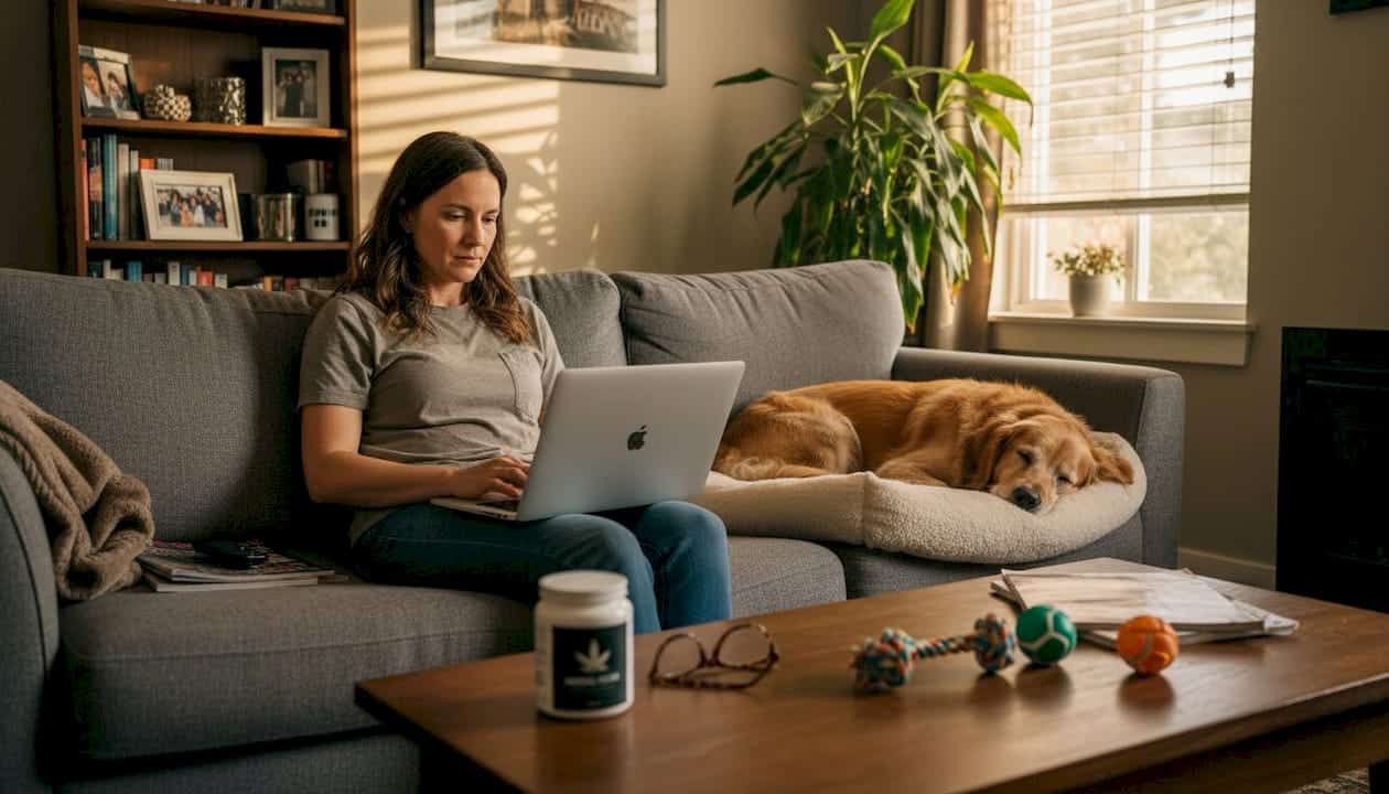 Pet owner ensures cannabis safety in living room