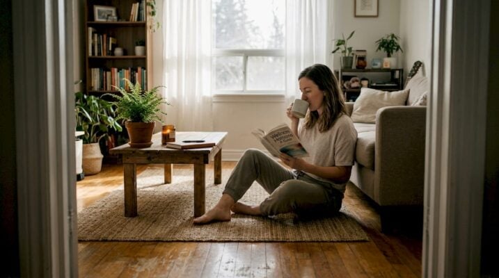 Woman enjoying cannabis wellness morning routine
