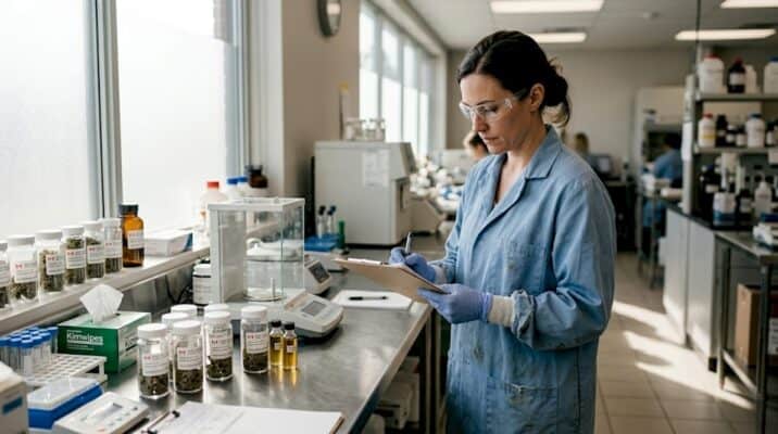 Lab technician tests cannabis samples