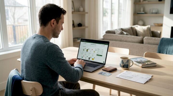 Man orders cannabis online at kitchen table