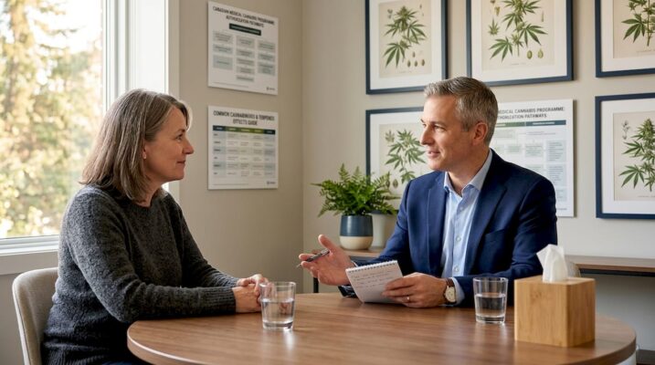Patient consulting provider about medical cannabis