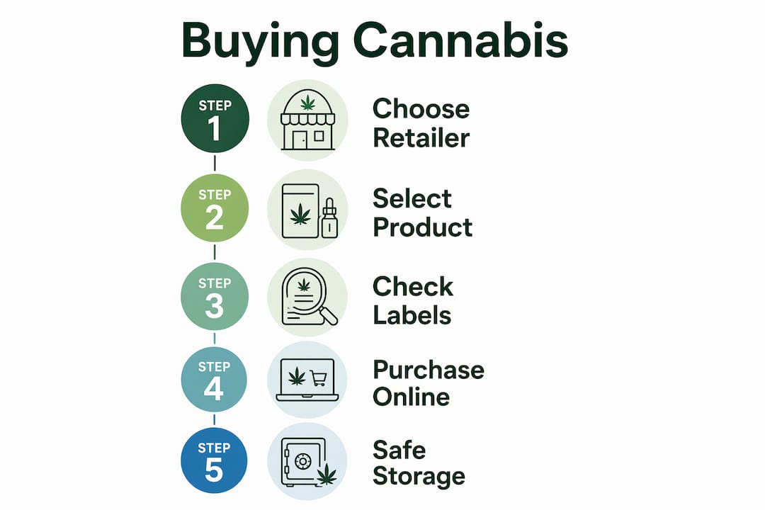 Infographic showing cannabis buying steps