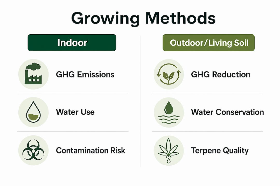 Infographic comparing indoor and outdoor cannabis farming