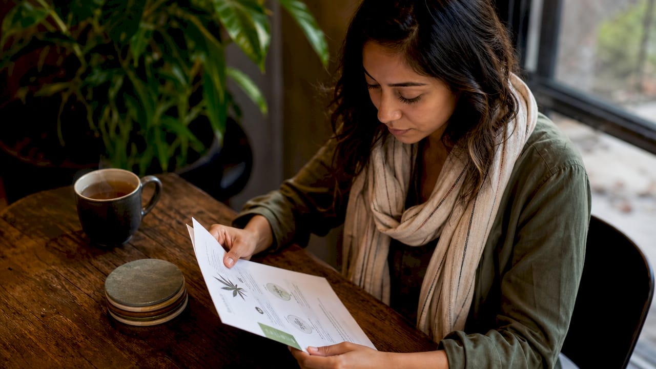 Woman reviewing cannabis consumption guidelines