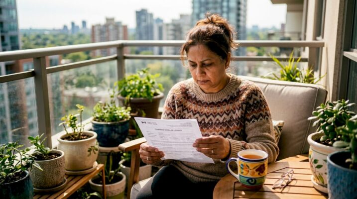 Woman reviewing cannabis retailer license paper