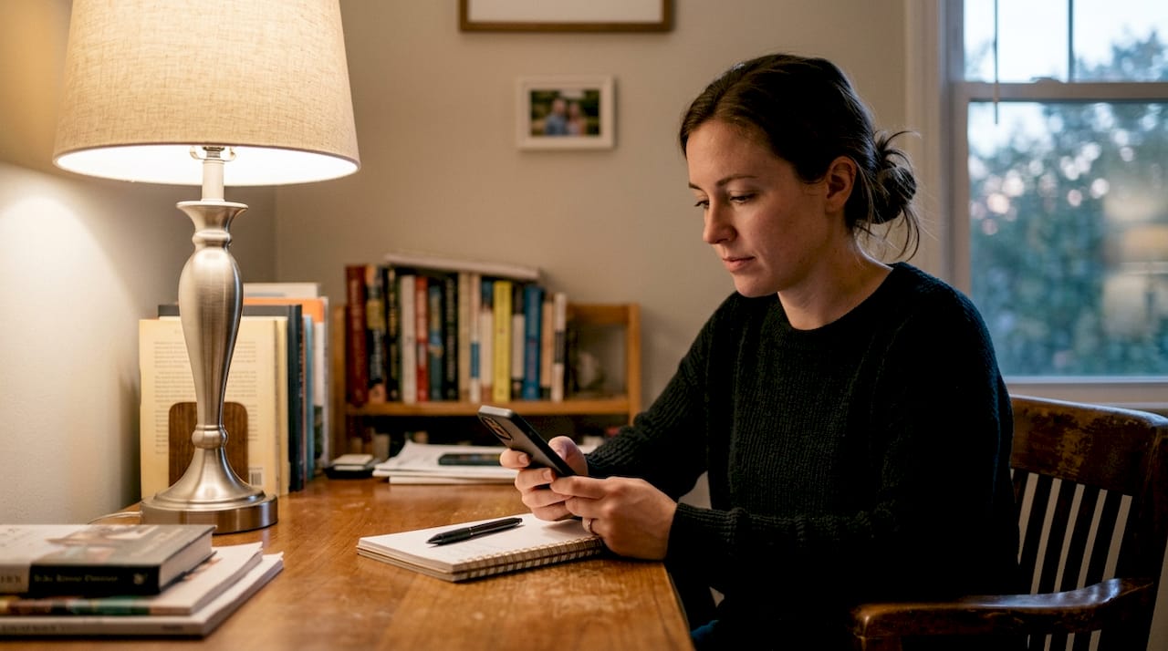 Woman tracking cannabis order on smartphone