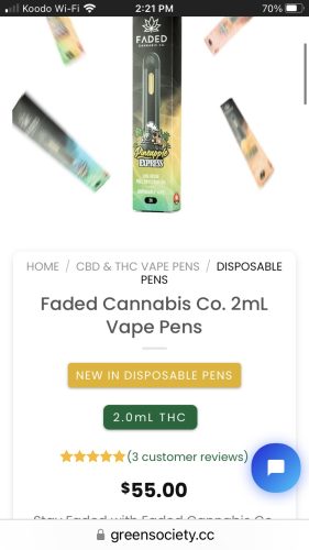 Faded Cannabis Co. 2mL Vape Pens photo review
